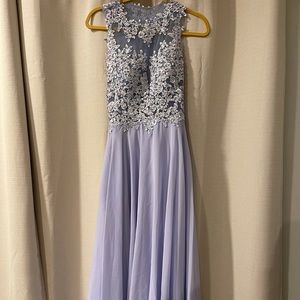 Periwinkle Prom dress with intricate beading worn once!